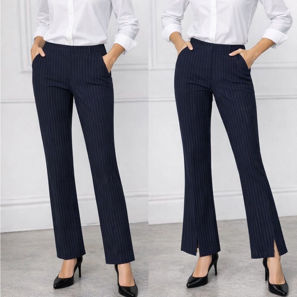 H&M Navy Pinstripe Zip-Hem Pants
